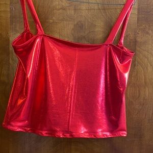 Sexy red Foil top. One of a kind hand sewn!